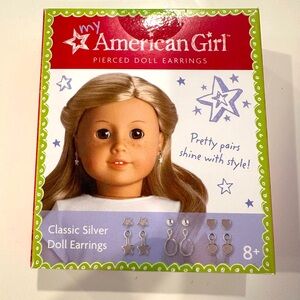 American Girl NIB Classic Silver Doll Earrings (Retired)